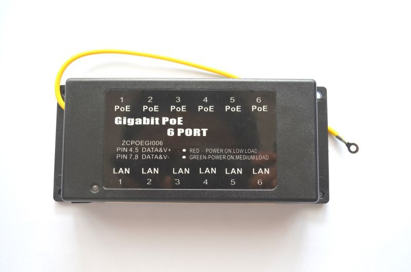 Adapter PoE 6-portowy Gigabitowy