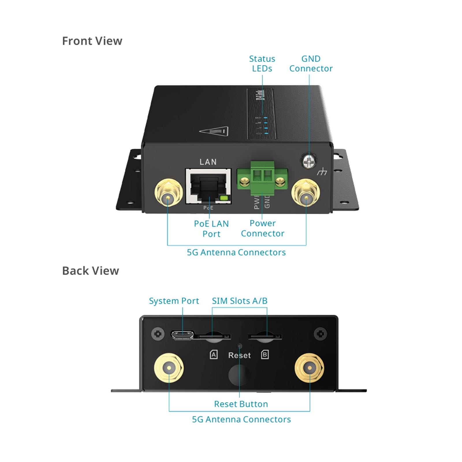 D-Link DWM-311-GP Modem 5G M2M PoE Industriale, Dual-SIM, VPN, Guida DIN