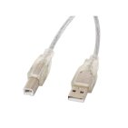 Lanberg CA-USBA-12CC-0050-TR, kabel USB 2.0 A/m-B/m, 5m, ferryt, przeźroczysty