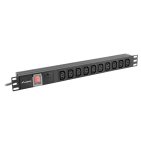 Lanberg PDU-10I-0200-IEC-BK, listwa zasilająca 19", 10 gniazd UPS (C13), 2m, wtyk UPS (C14)