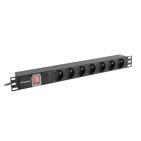 Lanberg PDU-07E-0200-BK, Listwa zasilająca 19", 7 gniazd, 2m z wyłącznikiem