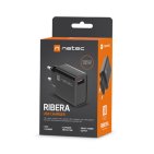 Natec Ribera, ładowarka sieciowa, zasilacz 1x USB-A 18W, czarna