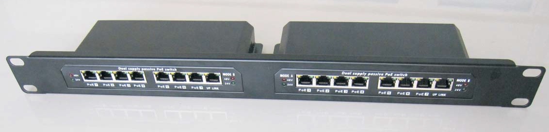Obudowa Rack 19" 2x Switch PoE 8-portowy 24V/48V
