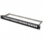 Patch panel 19" 24x RJ45, niewyposażony STP, czarny