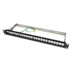 Patch panel 19" 24x RJ45, niewyposażony STP, czarny