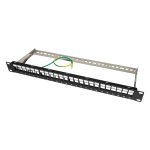 Patch panel 19" 24x RJ45, niewyposażony STP, czarny