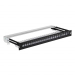 Patch panel modularny wysuwany 19" 1U 24 porty, czarny