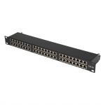 Patch panel STP 19" kat.5e, 48 portów z podstawką, czarny