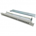 Patch panel STP 19" kat.6a, 24 porty z listwą, szary