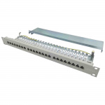 Patch panel STP 19" kat.6a, 24 porty z listwą, szary