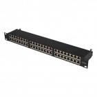 Patch panel STP 19" kat.6a, 48 porty z podstawką, czarny