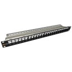 Patch panel uniwersalny nieobłożony 24 porty 1U czarny (SX24M-0-STP-BK-UNI-N)