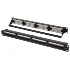 Patch panel UTP 19" kat.6, 24 porty z listwą v2