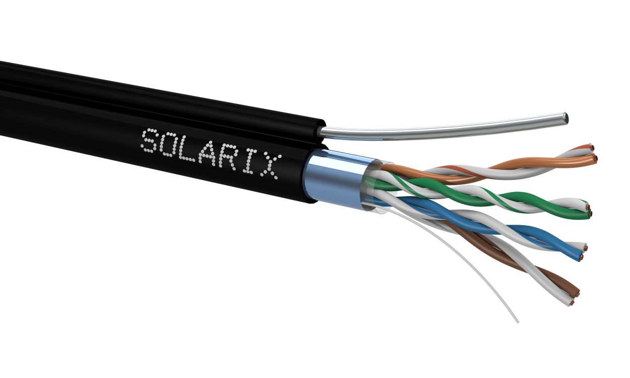 Przewód FTP Solarix, kat.5e, szpula 305m, zewnętrzny, samonośny SXKD-5E-FTP-SAM