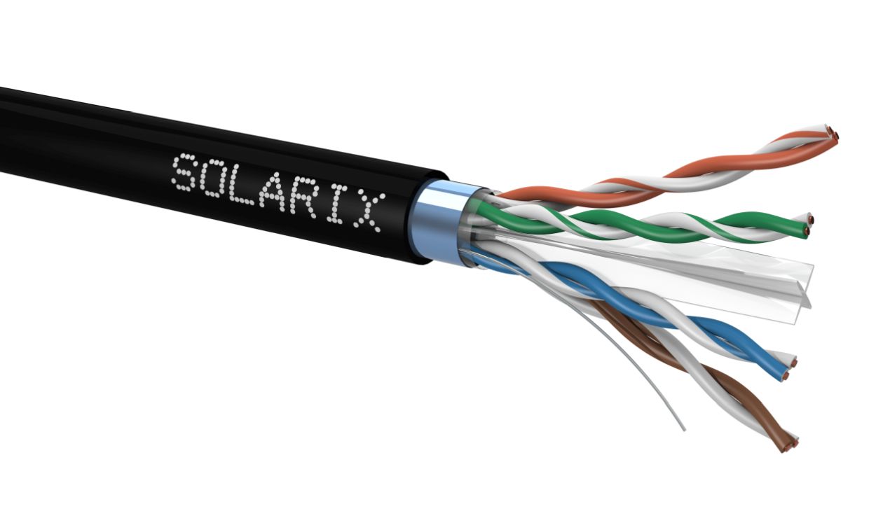 Przewód FTP Solarix, kat.6, 500m, zewnętrzny SXKD-6-FTP-PE :: wisp.pl