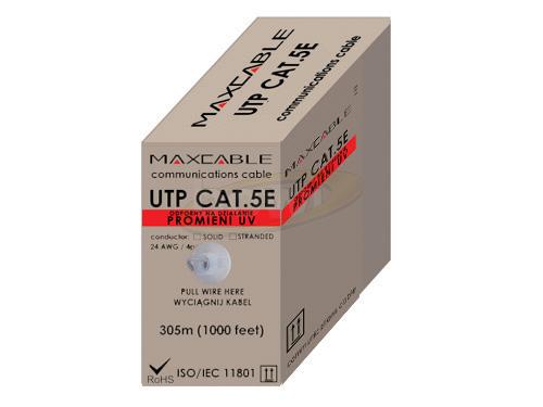 Przewód UTP Maxcable, kat.5e, 305m, CCA zewnętrzny odporny na UV