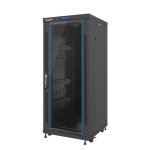 Lanberg FF02-6627L-12B Szafa stojąca 19" 27U Lanberg, 600mm, drzwi szklane, LCD, czarna