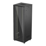 Lanberg FF01-8847-12B Szafa stojąca instalacyjna 19" 47U, 800x800mm, drzwi szklane, czarna