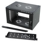 StalFlex S-RC19-6U-350GB-SP150M Szafa wisząca 19" 6U, 350mm, drzwi szklane, czarna + półka (o gł. 15
