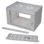 StalFlex S-RC19-6U-350GG-SP150M Szafa wisząca 19" 6U, 350mm, drzwi szklane, szara + półka (o gł. 150