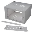 StalFlex S-RC19-6U-450GG-SP150M Szafa wisząca 19" 6U, 450mm, drzwi z szybą poliwęglanową, szara + pó
