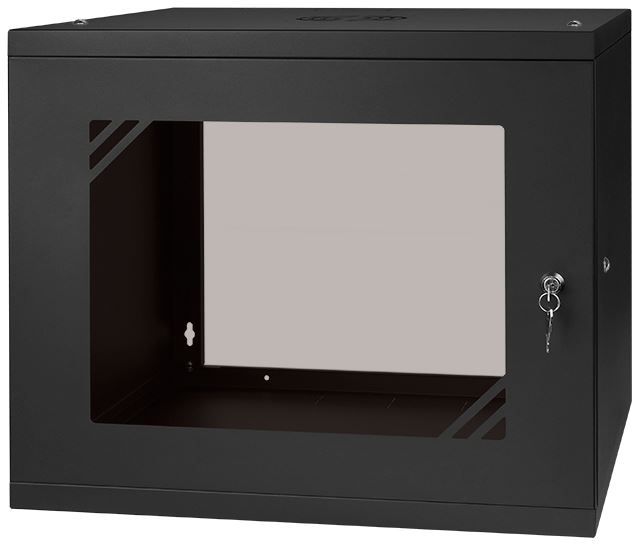 Szafa wisząca 19" 9U, 450mm, drzwi szklane, czarna