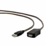Przedłużacz aktywny USB-A M/F, 10m, czarny